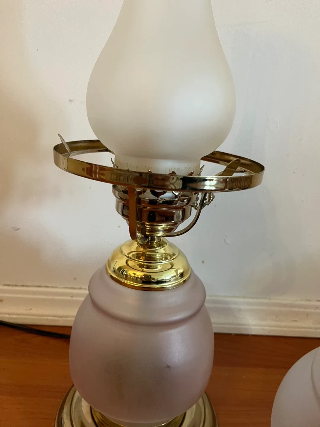 Vintage Hurricane Lamp - Pink & Gold Accent image indicator(2)