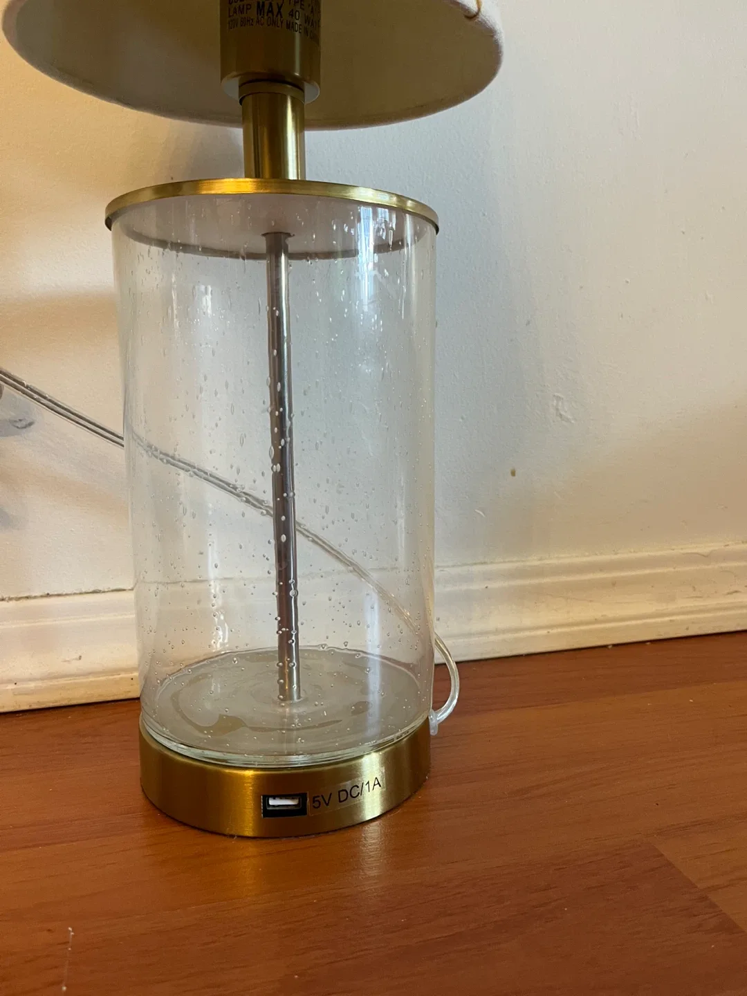 Glass Table Lamp with Linen Shade image indicator(5)