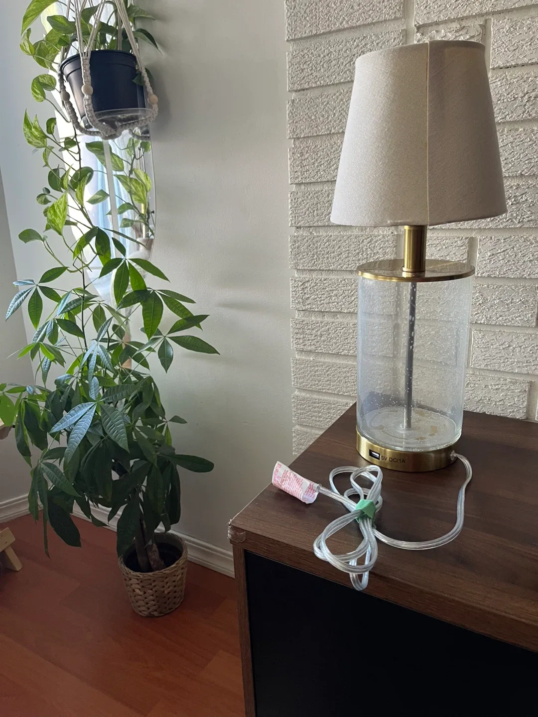 Glass Table Lamp with Linen Shade image indicator(6)