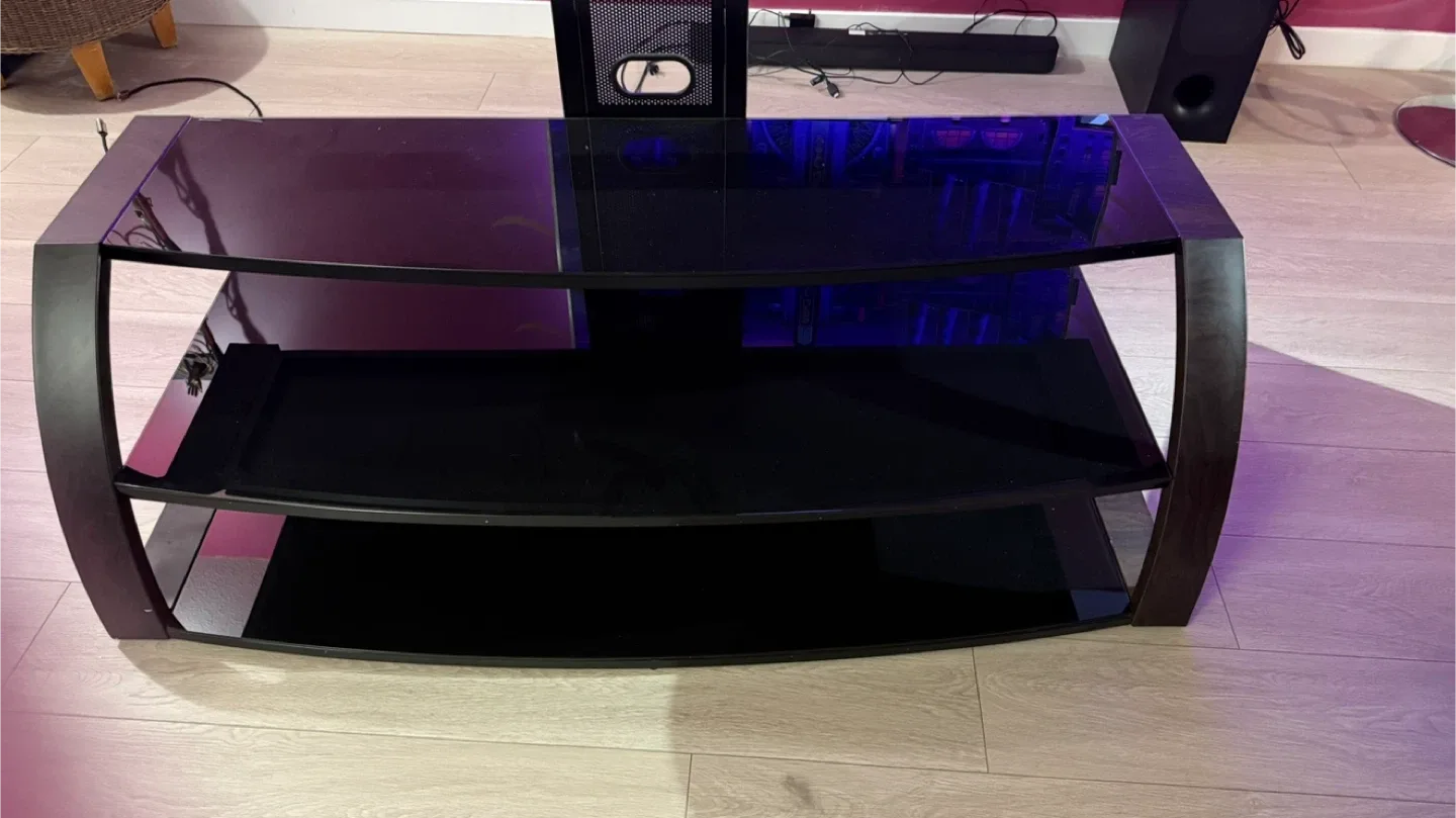 Black Glass TV Stand with Mount 75” to up image indicator(2)