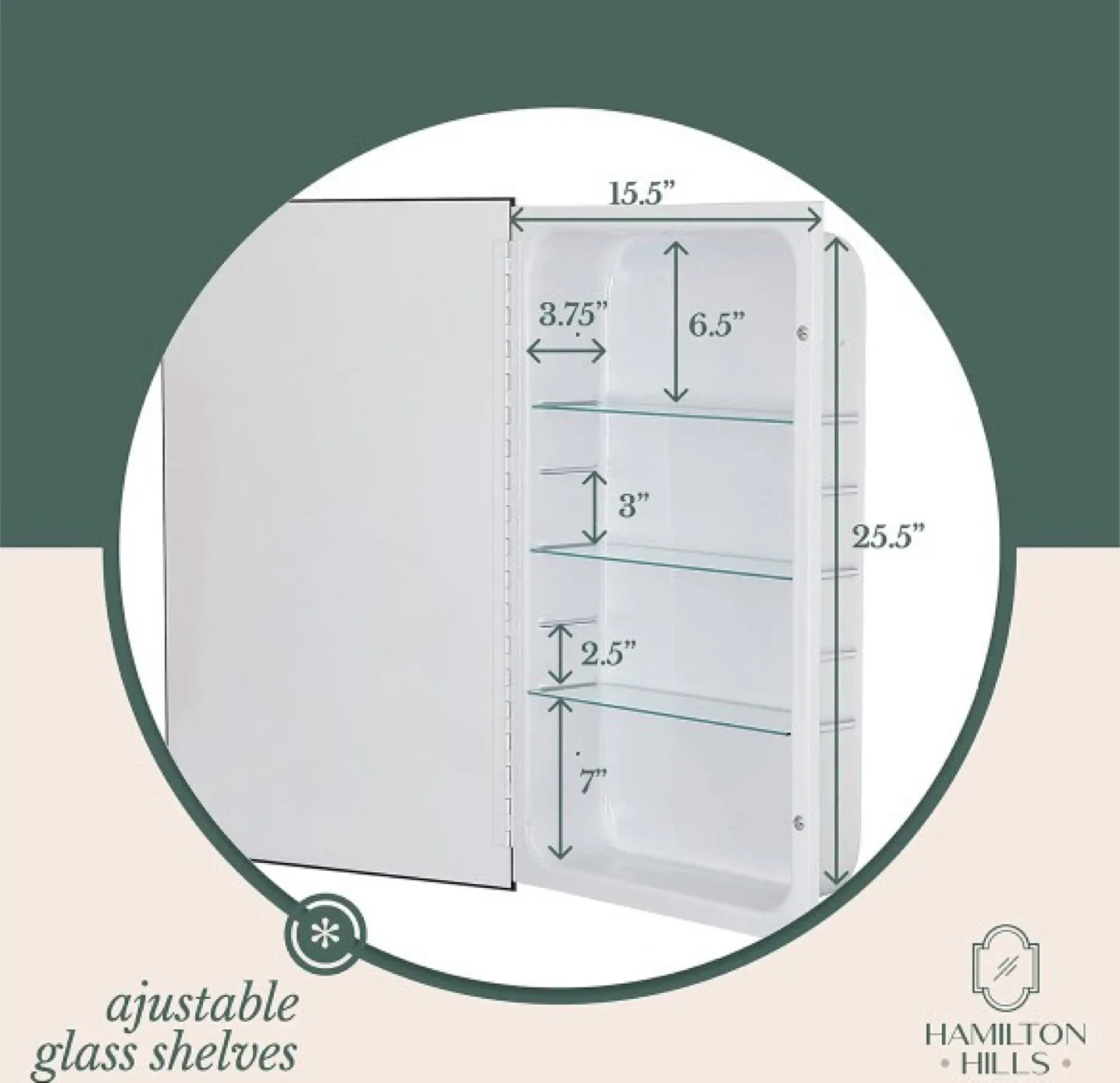 White Recessed Bathroom Medicine Cabinet with Mirror image indicator(5)