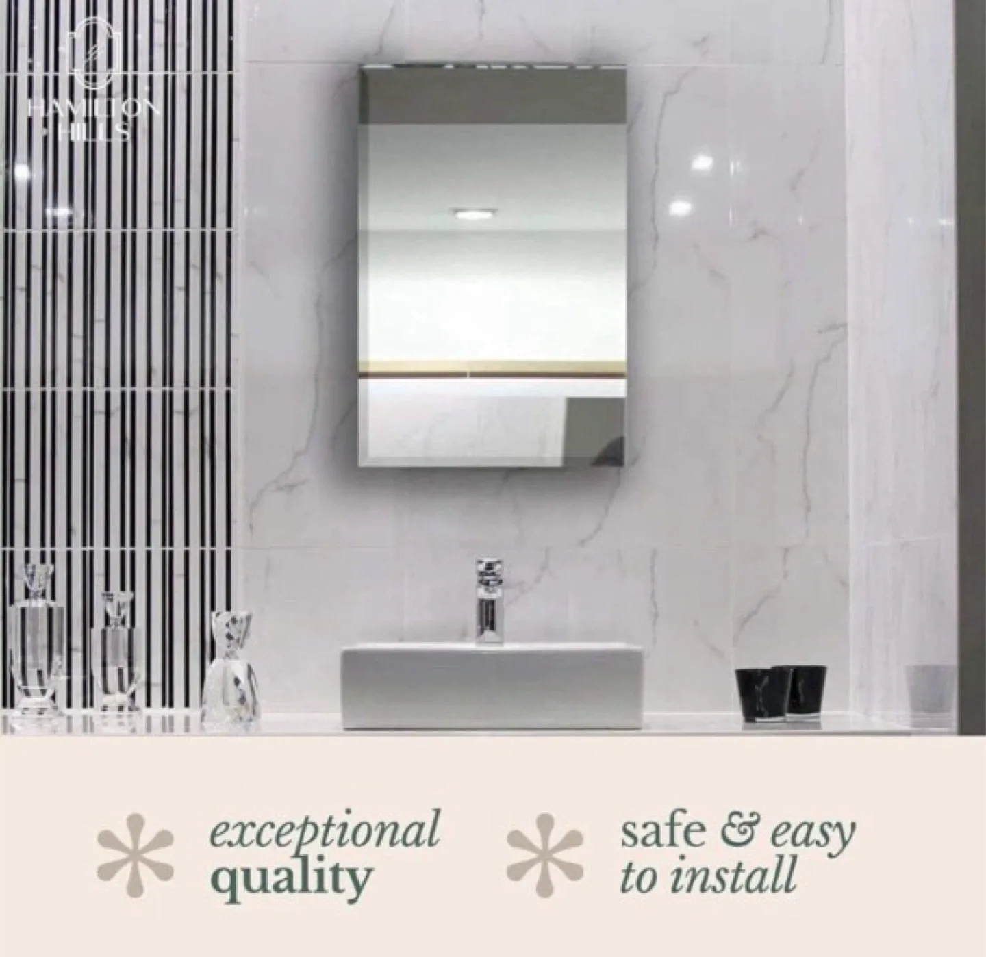 White Recessed Bathroom Medicine Cabinet with Mirror image indicator(3)