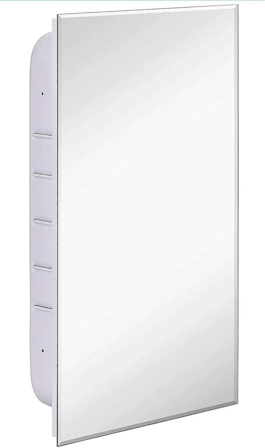 White Recessed Bathroom Medicine Cabinet with Mirror image indicator(2)