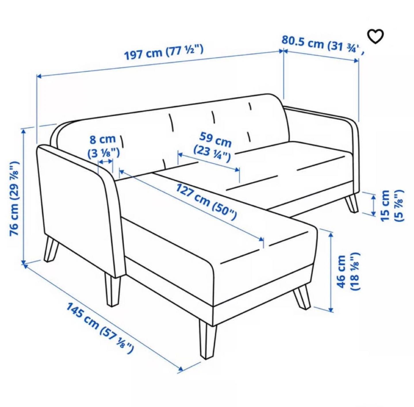 IKEA Sofa with Chaise - Beige - photo 3