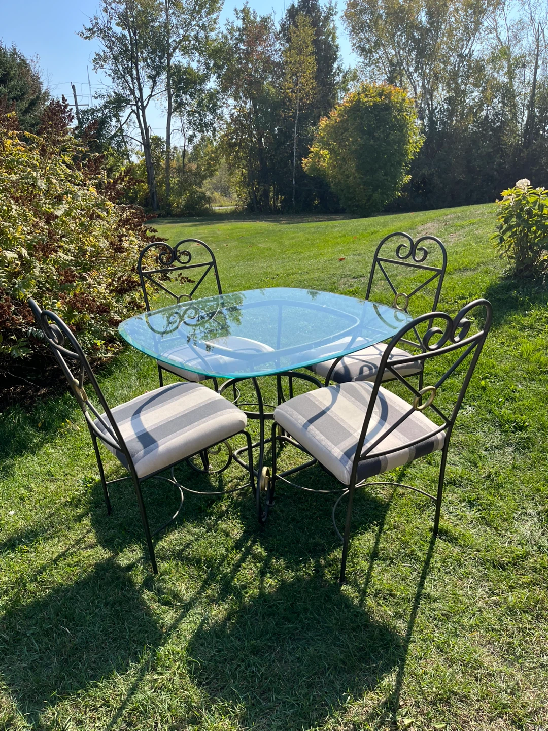 Indoor Glass Table with Four Chairs