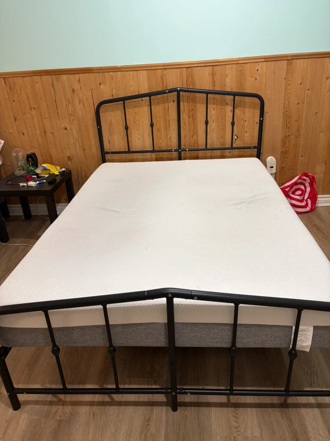 Black Metal Bed Frame and Mattress image indicator(2)