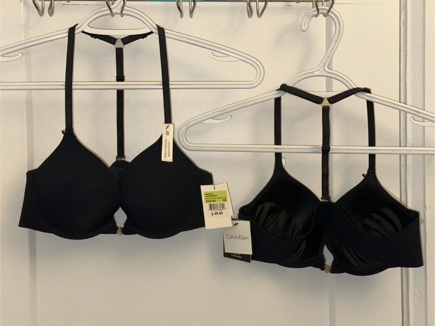 2 Calvin Klein Convertible Bra, Size 34B, Black (NEW)