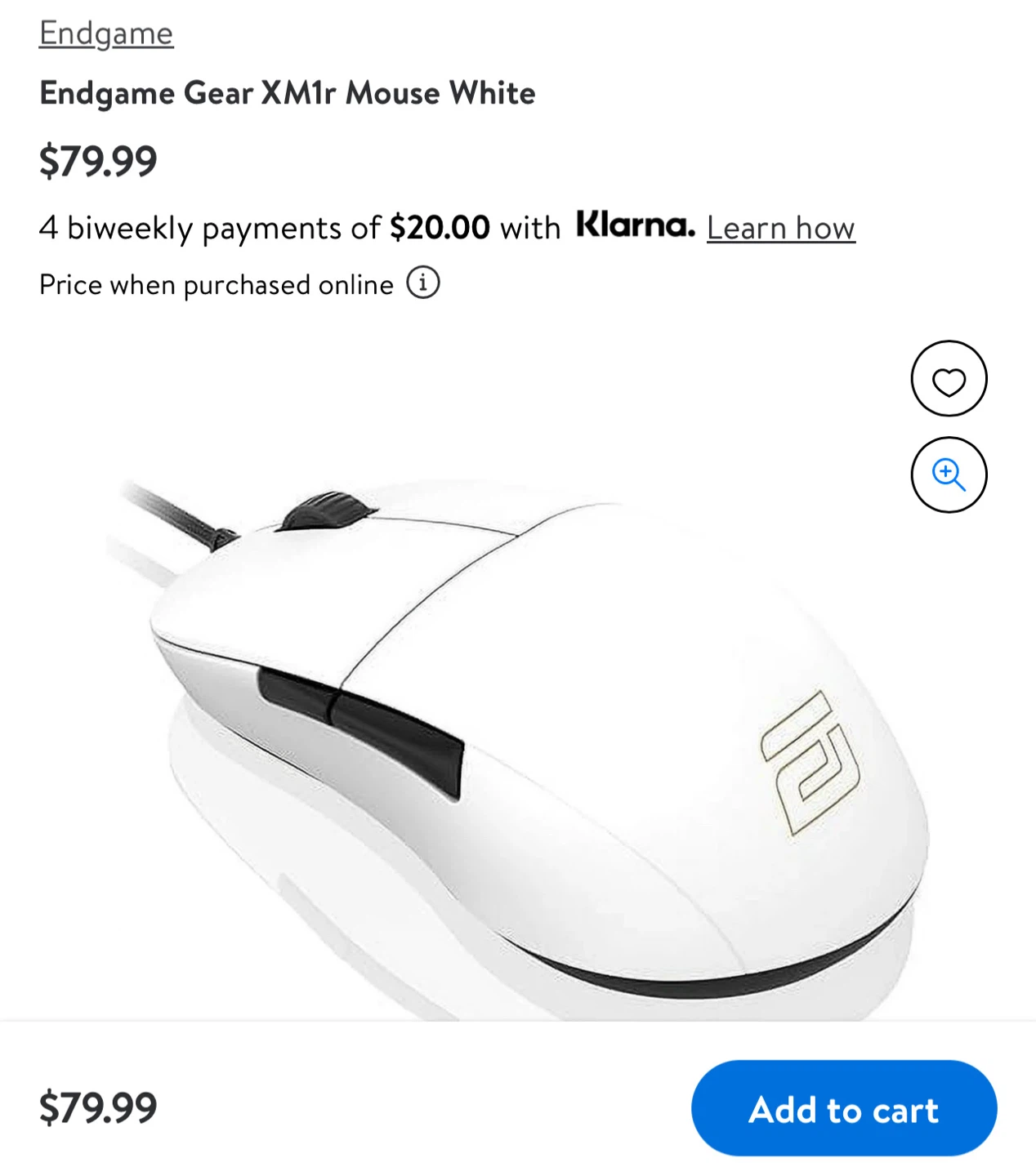 Endgame Gear Xm1r White Gaming Mouse