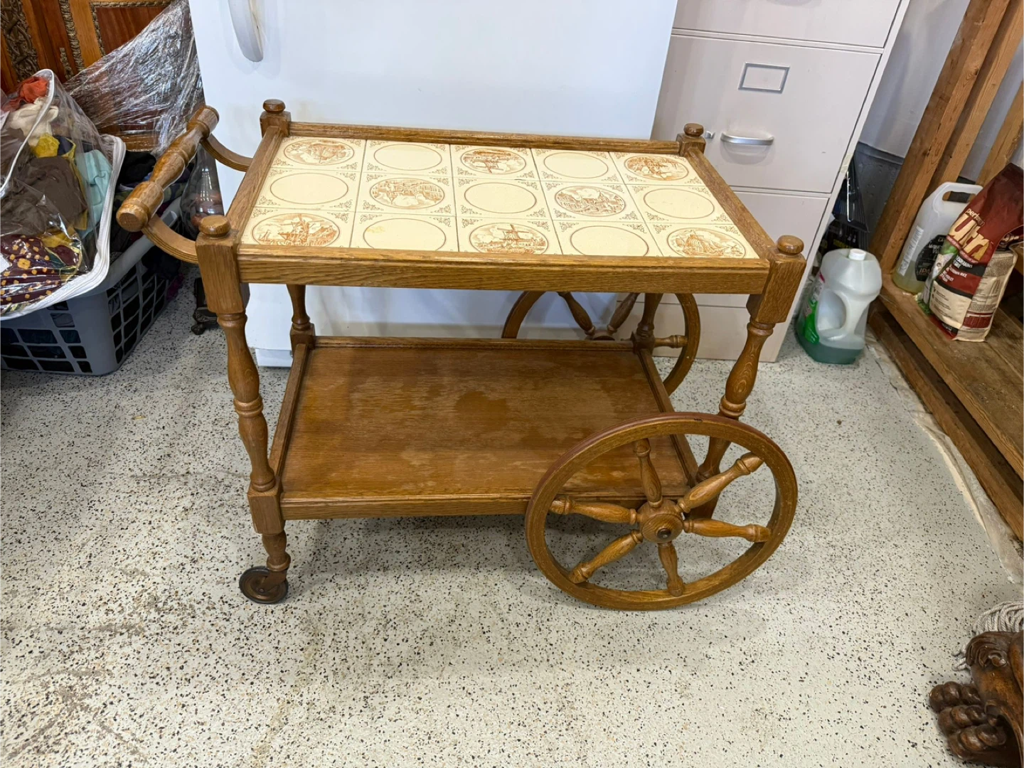 Vintage Wooden Bar Cart