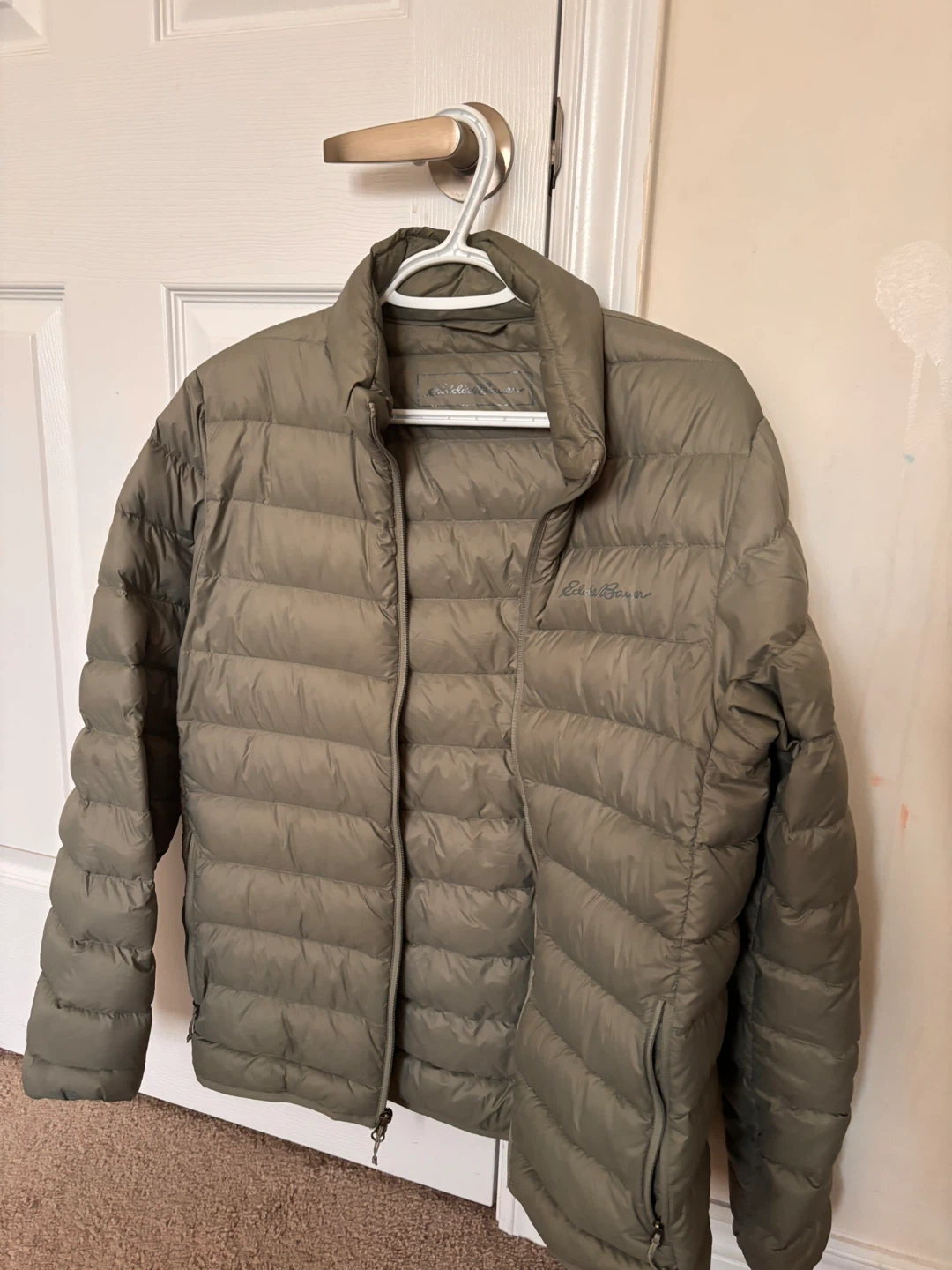 Eddie Bauer Olive Green Down Puffer Jacket