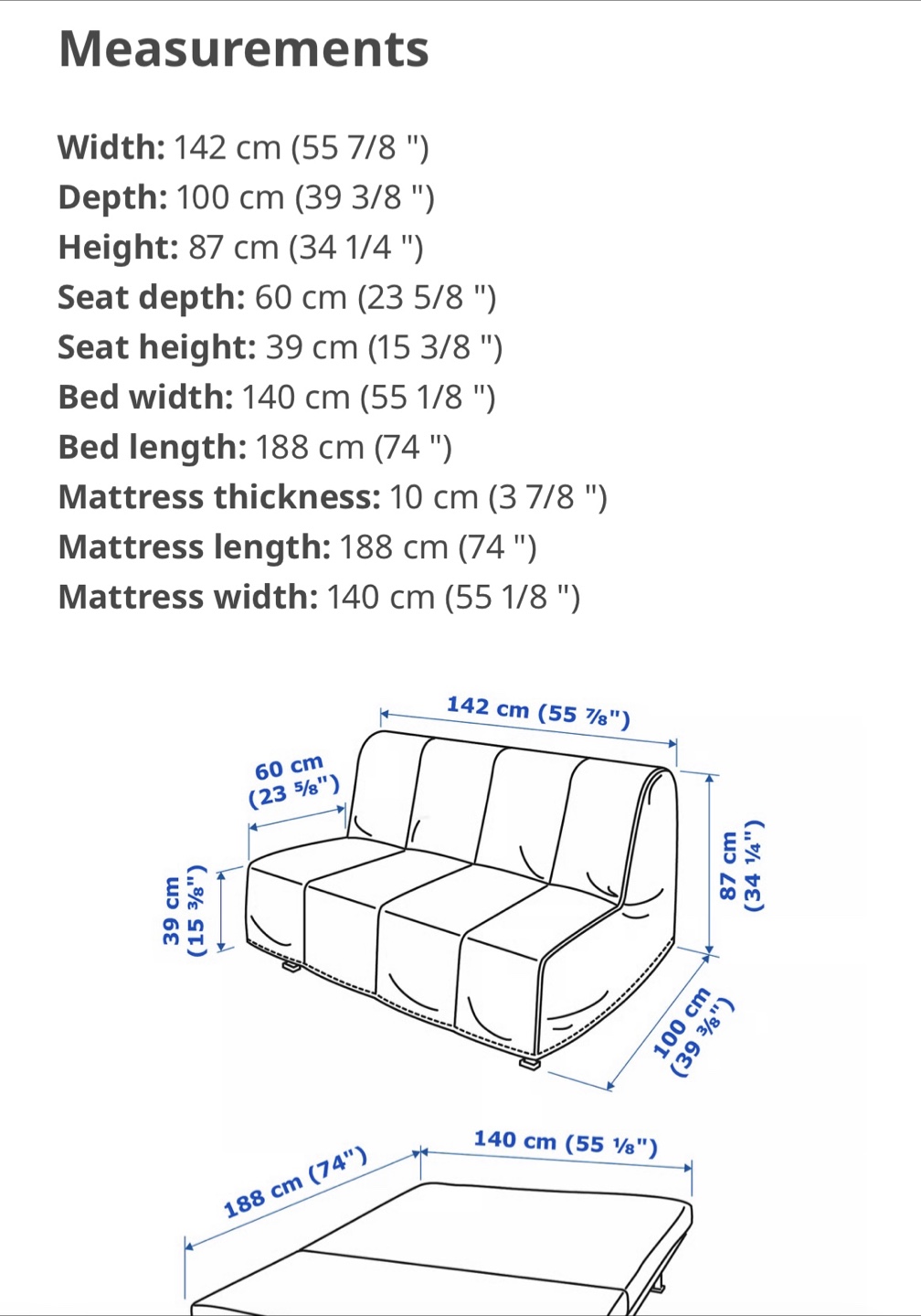 IKEA Lycksele Lövås Sleeper Sofa Bed - photo 5