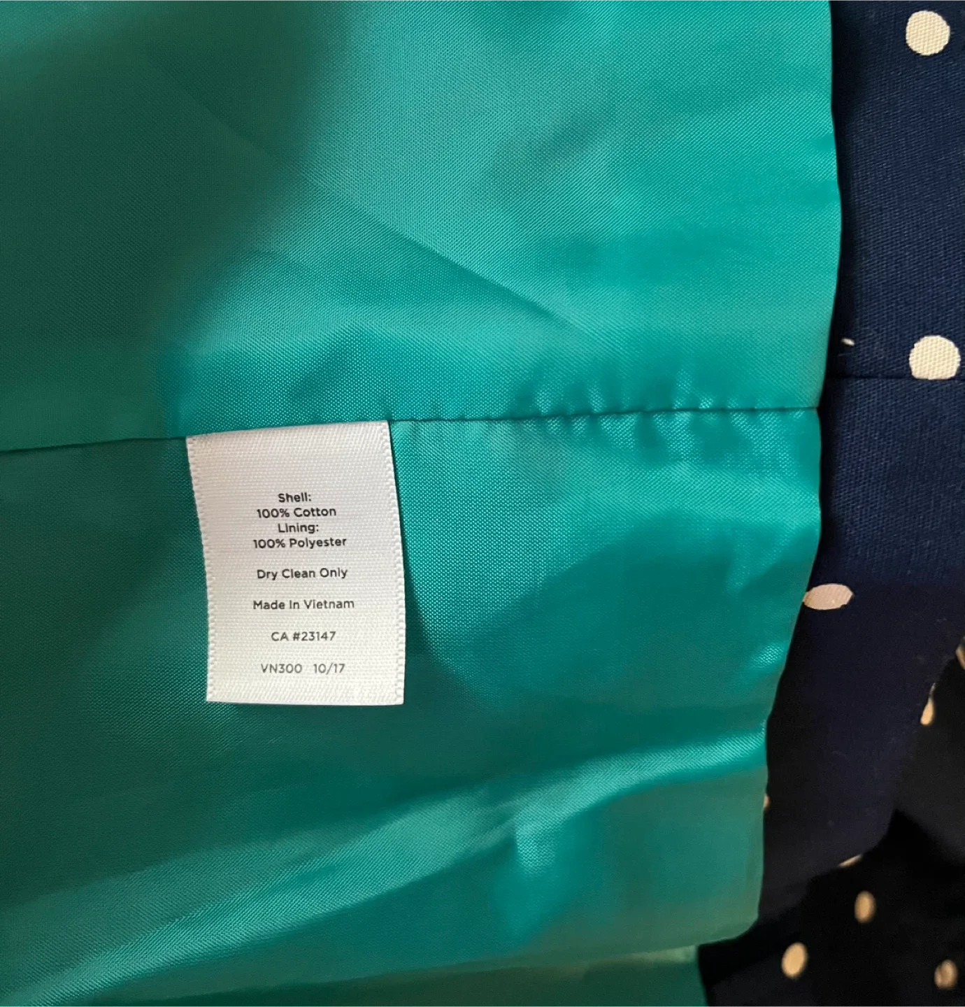 Talbots Navy Polka Dot Trench Coat Women Size 8 image indicator(6)