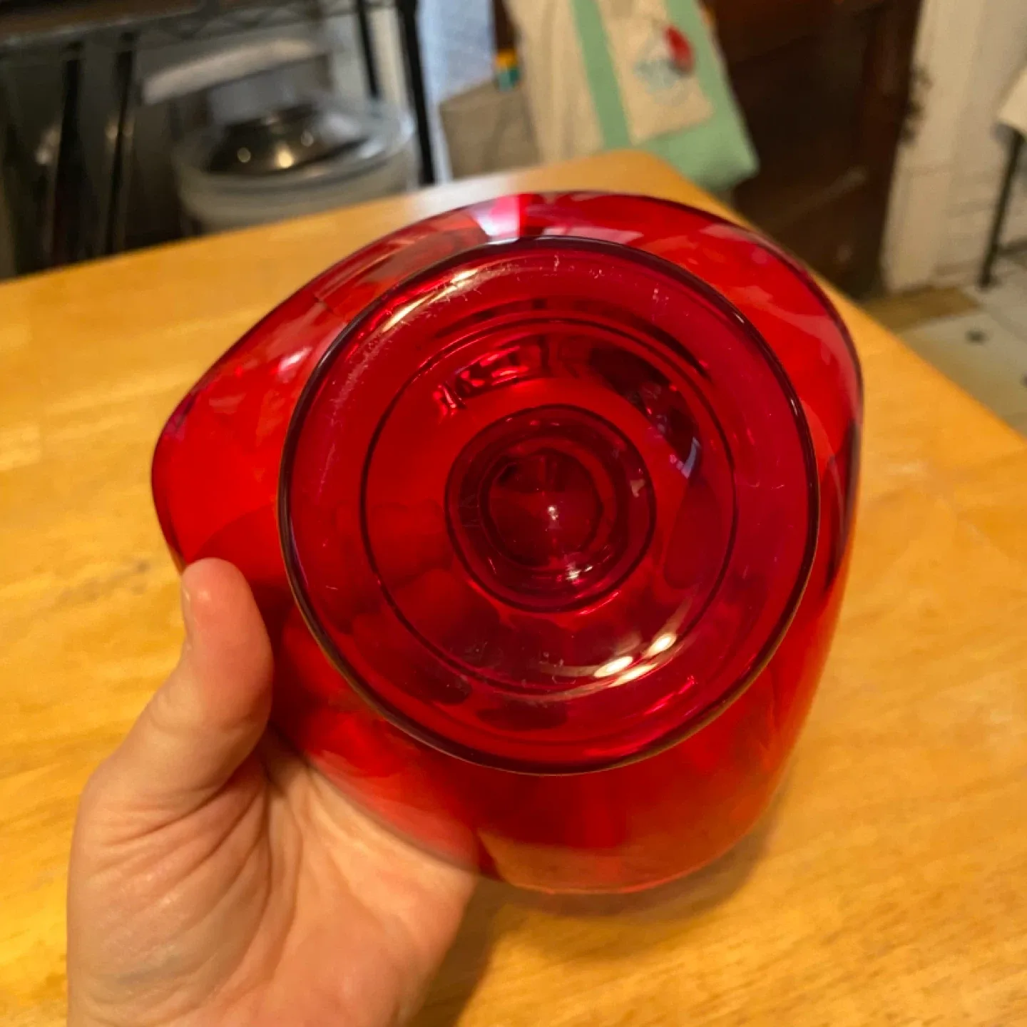 Vintage Viking Glass Company Ruby Red Heart Glass Compote image indicator(6)