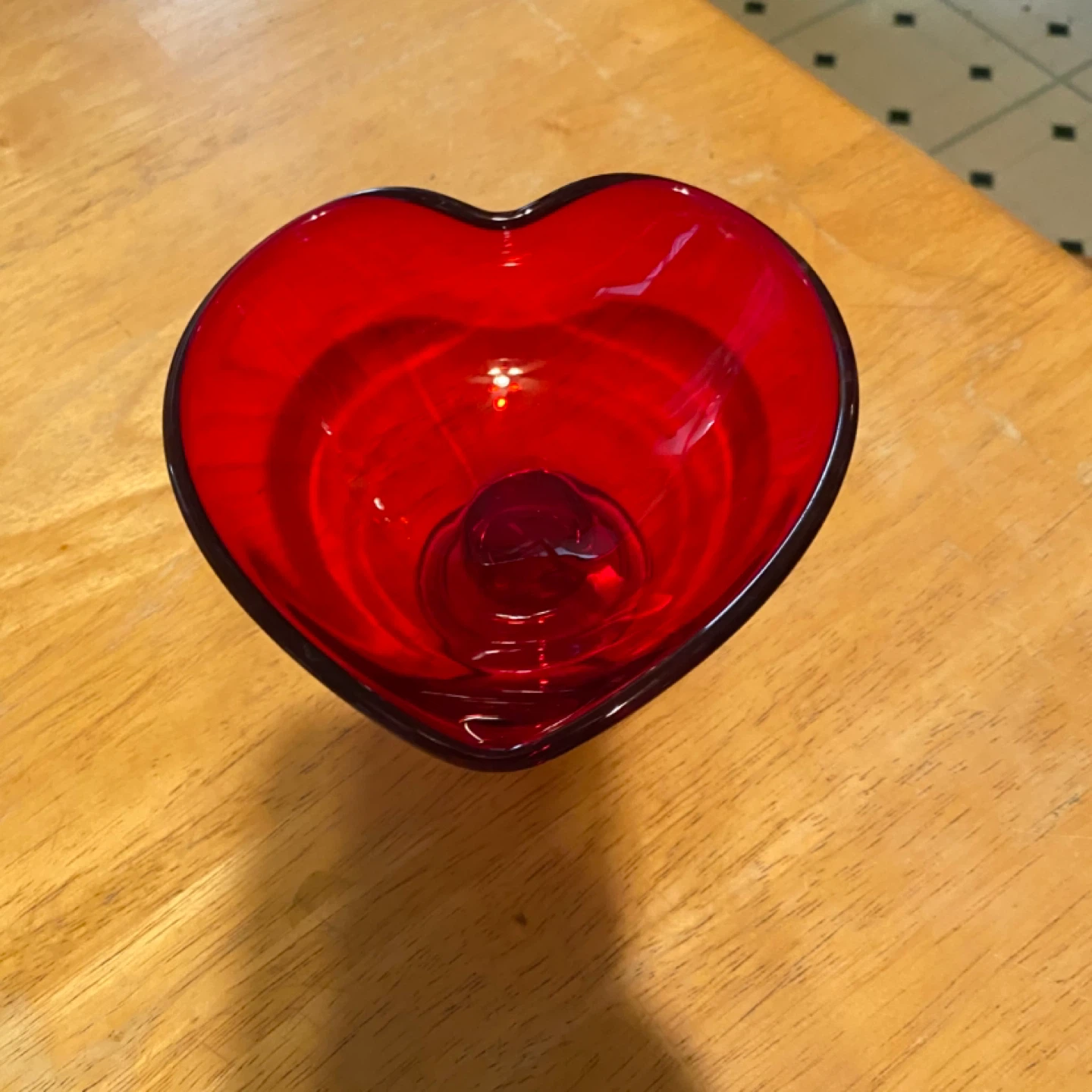 Vintage Viking Glass Company Ruby Red Heart Glass Compote - photo 2
