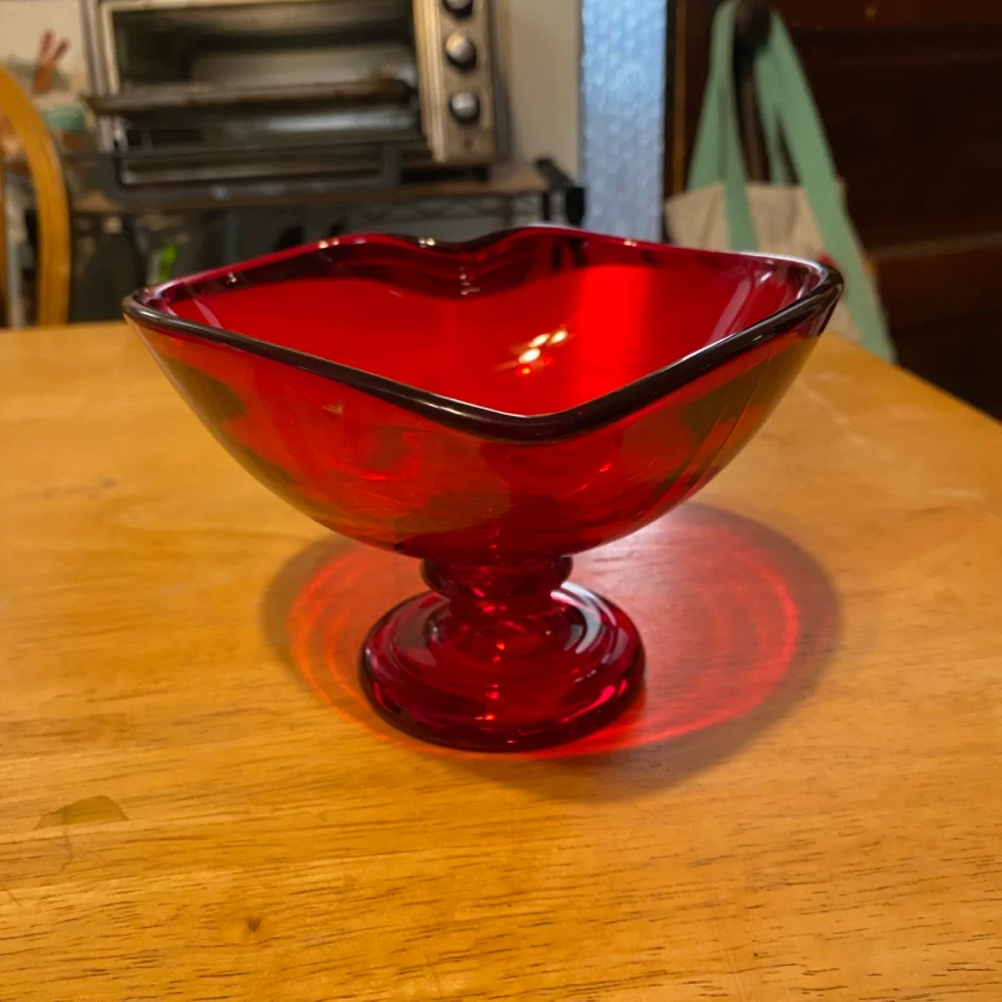 Vintage Viking Glass Company Ruby Red Heart Glass Compote image indicator(7)