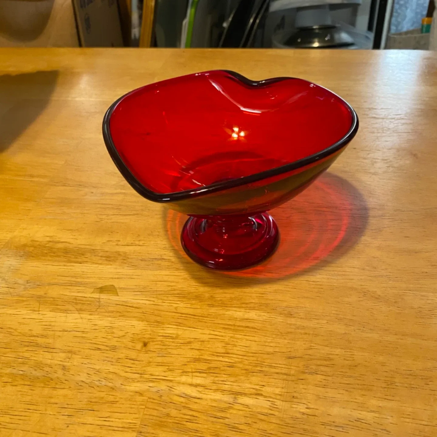 Vintage Viking Glass Company Ruby Red Heart Glass Compote image indicator(8)