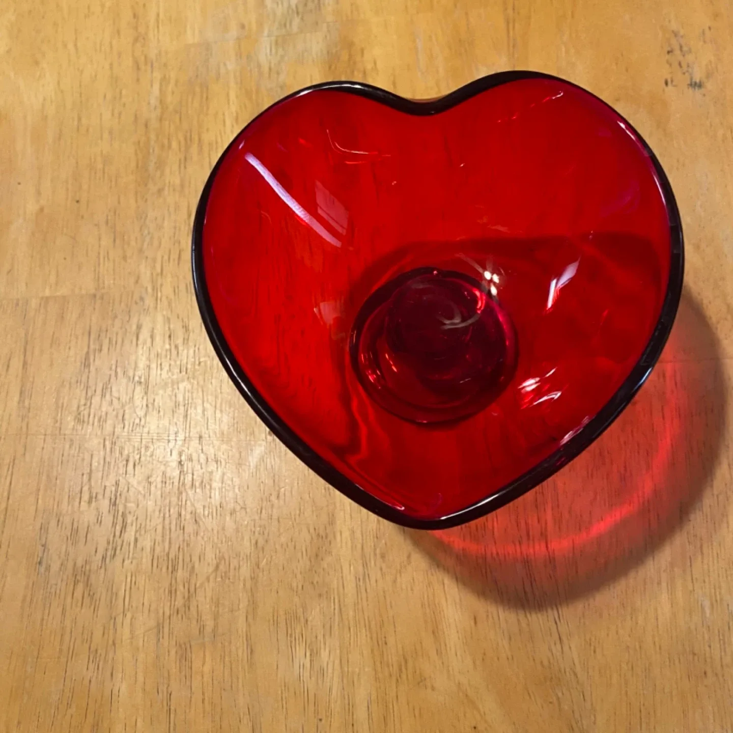 Vintage Viking Glass Company Ruby Red Heart Glass Compote image indicator(9)