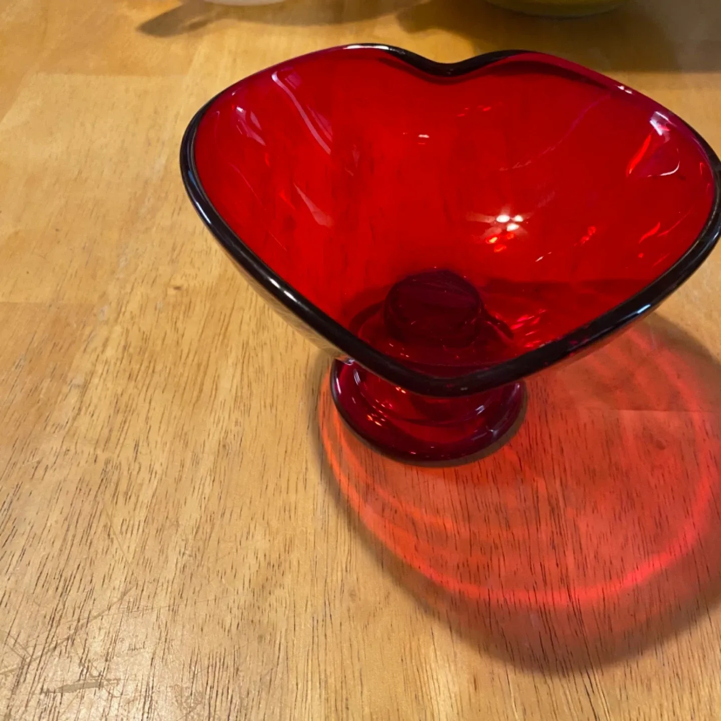 Vintage Viking Glass Company Ruby Red Heart Glass Compote image indicator(10)