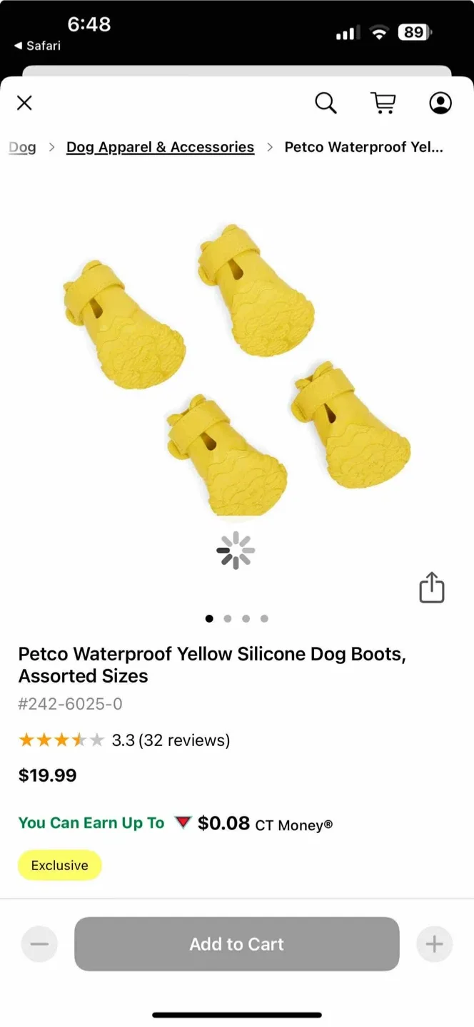 Petco Waterproof Yellow Silicone Dog Boots