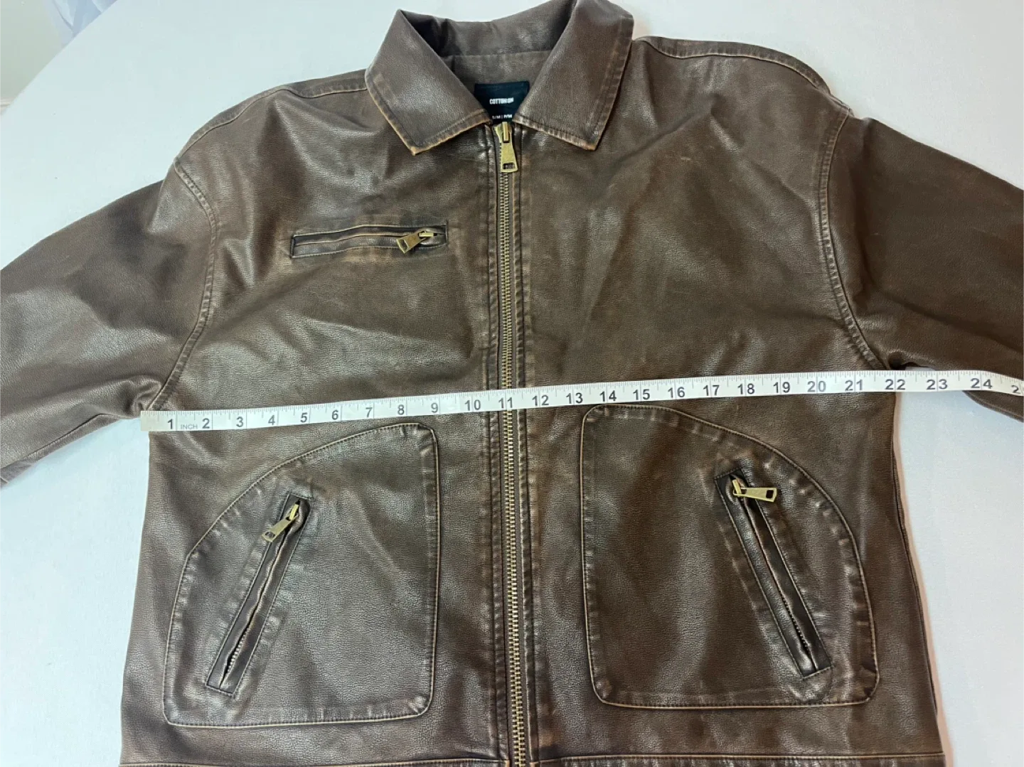 Unisex Brown Faux Leather Fall Jacket image indicator(3)