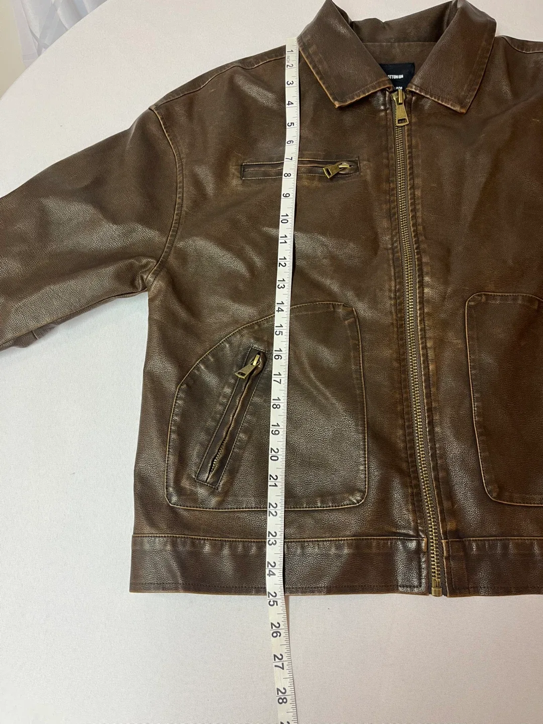 Unisex Brown Faux Leather Fall Jacket image indicator(4)
