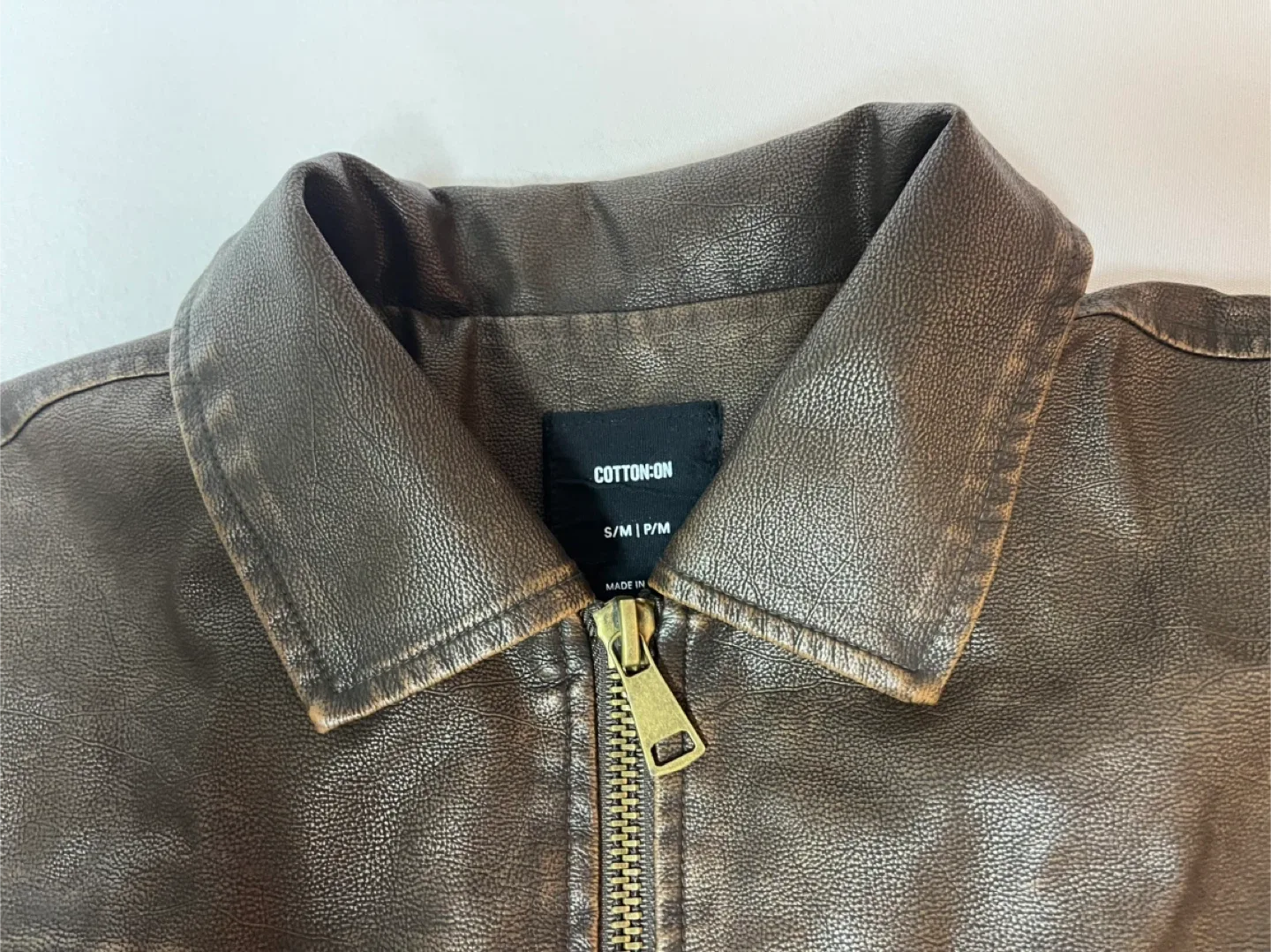 Unisex Brown Faux Leather Fall Jacket image indicator(6)