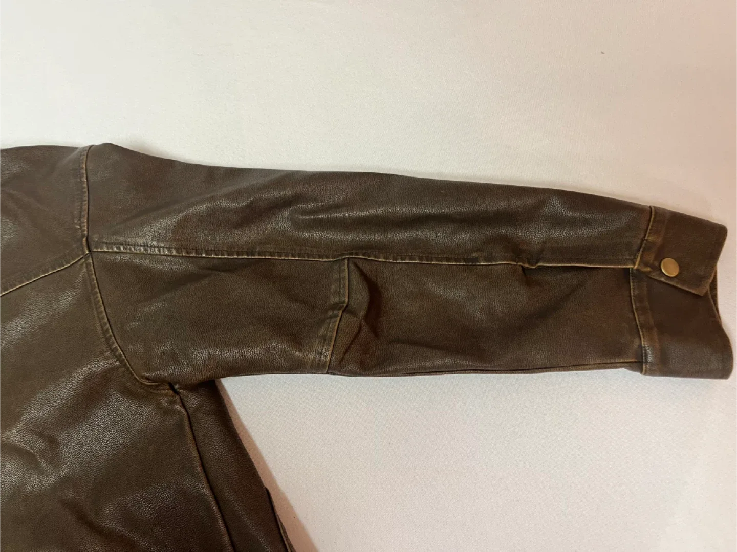 Unisex Brown Faux Leather Fall Jacket image indicator(9)