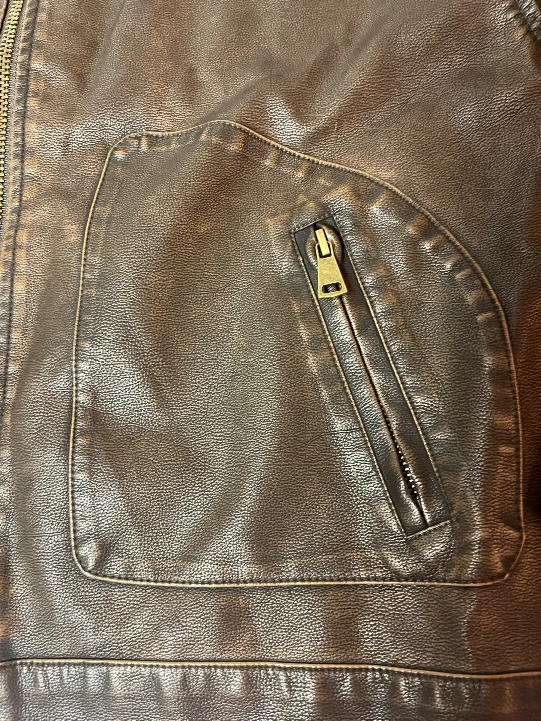 Unisex Brown Faux Leather Fall Jacket image indicator(8)