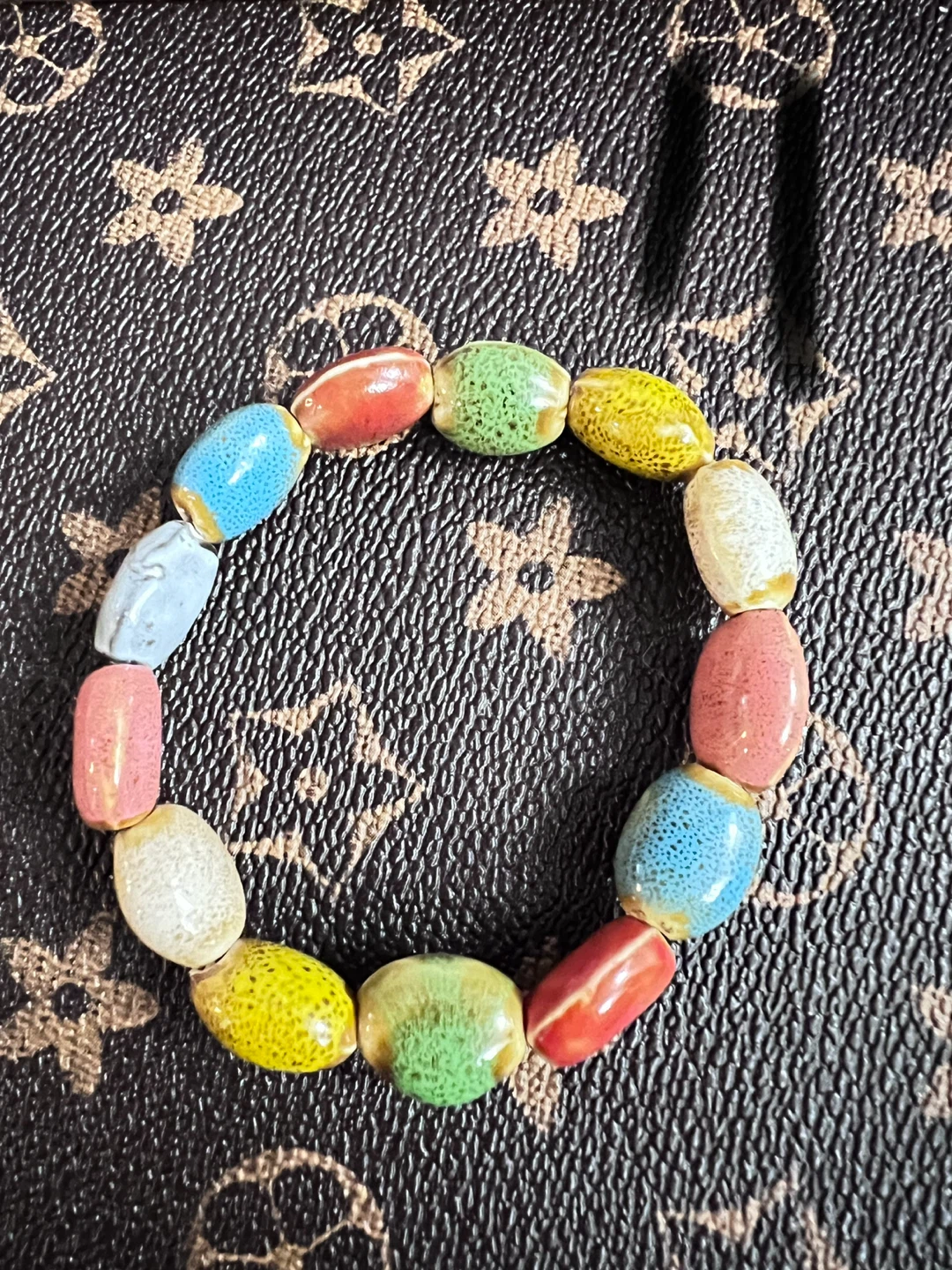 Handmade Ceramic and Wooden Beaded Bracelet - Colourful - photo 2