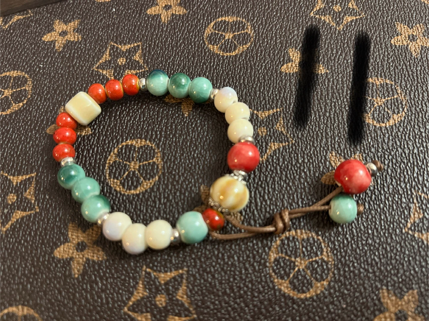Handmade Ceramic and Wooden Beaded Bracelet - photo 4