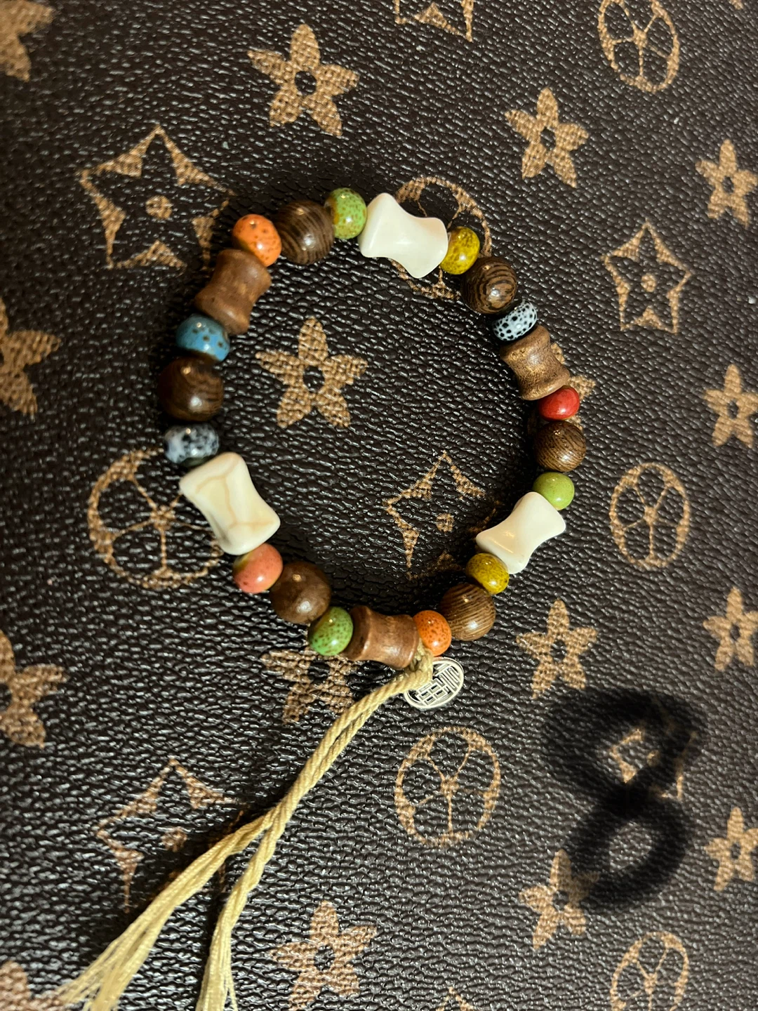Handmade Ceramic and Wooden Beaded Bracelet