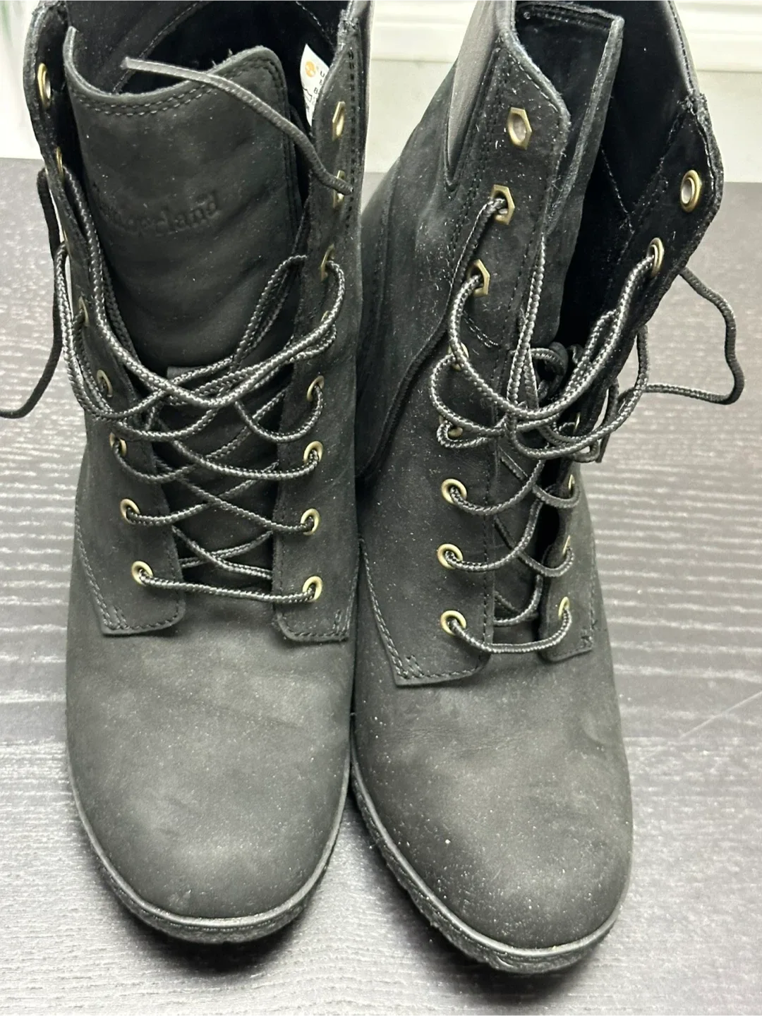 Timberland Black Heeled Boots - Size 8.5 thumbnail