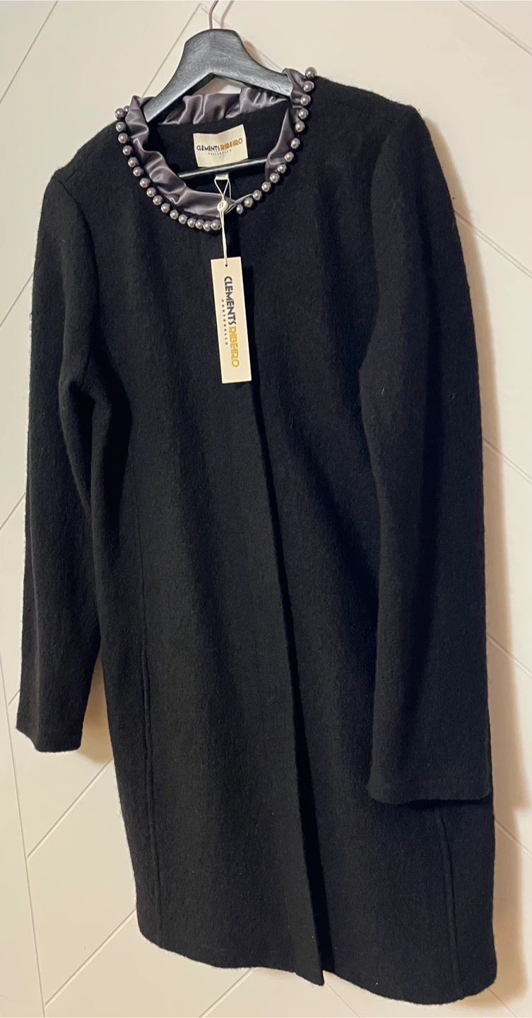 Clements Ribeiro Luxurious Wool Black Coat Women Size M-L - photo 3