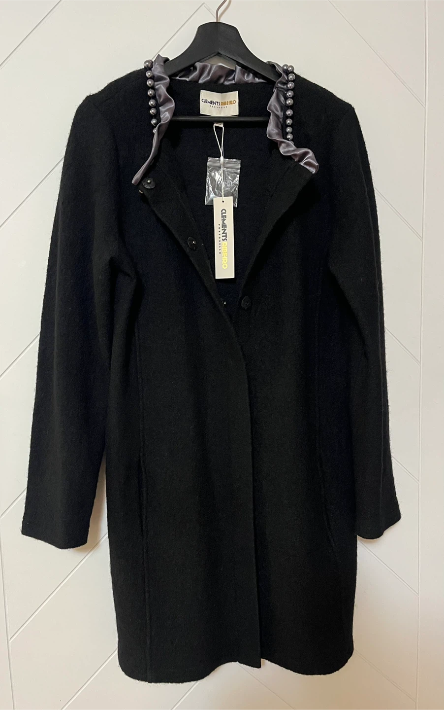 Clements Ribeiro Luxurious Wool Black Coat Women Size M-L - photo 2