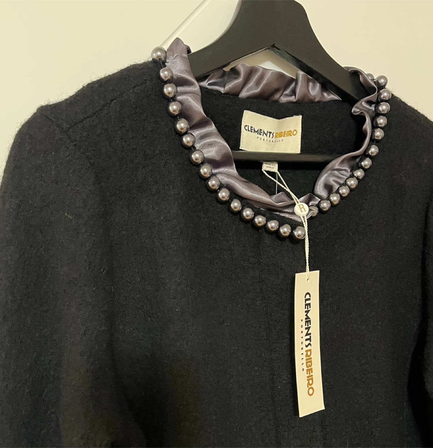 Clements Ribeiro Luxurious Wool Black Coat Women Size M-L