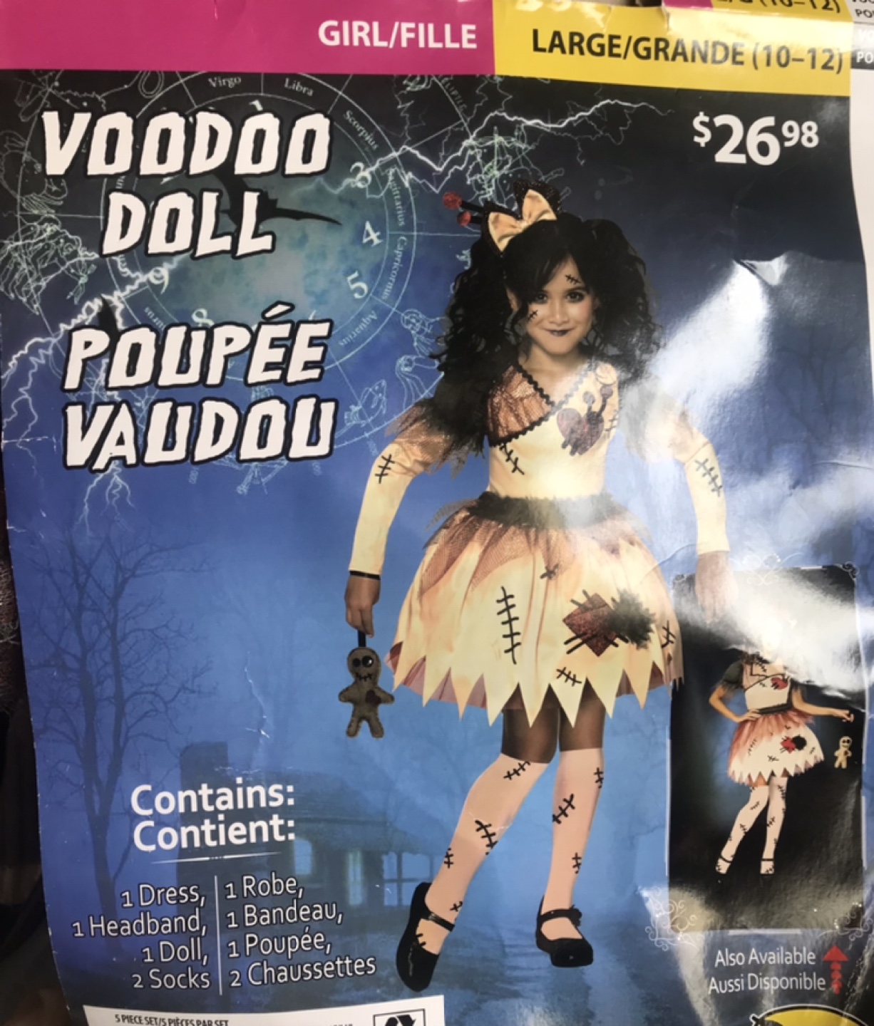 Voodoo Doll Costume - Girl's Size Large (10-12)