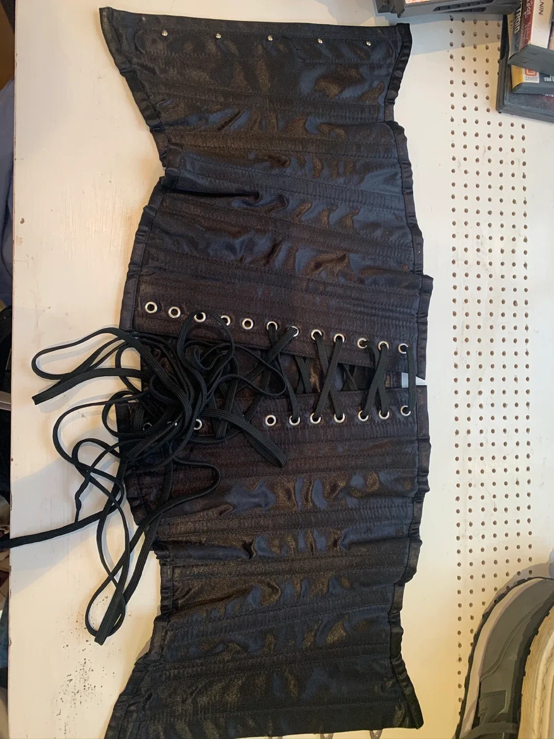 Vintage Goth Collection Black Satin Corset Steel Bonning Size 24