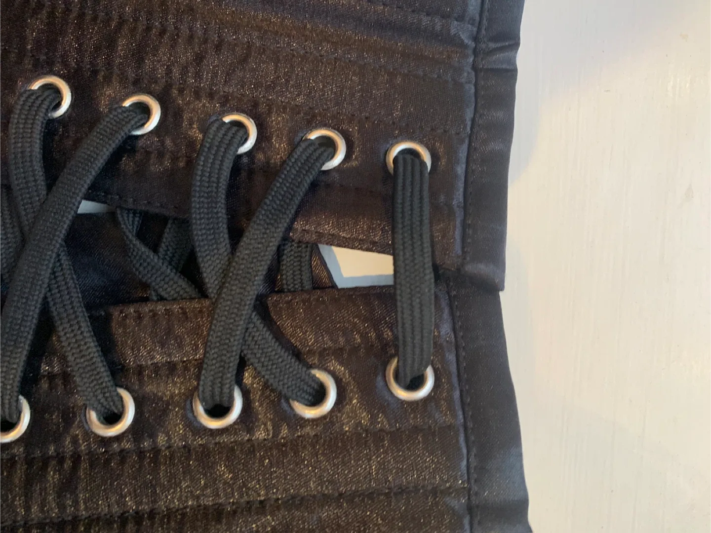 Vintage Goth Collection Black Satin Corset Steel Bonning Size 24 image indicator(6)