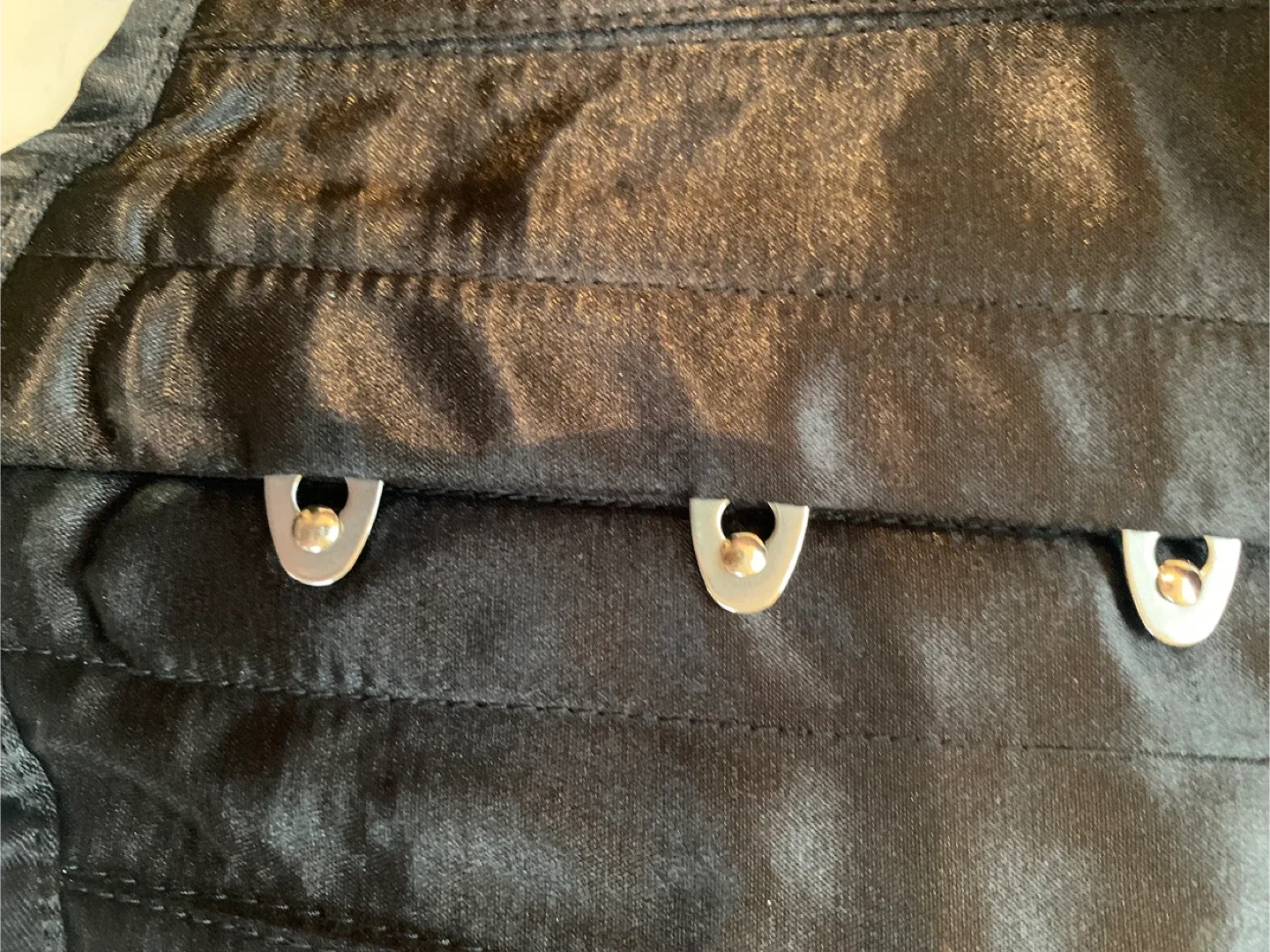 Vintage Goth Collection Black Satin Corset Steel Bonning Size 24 image indicator(4)