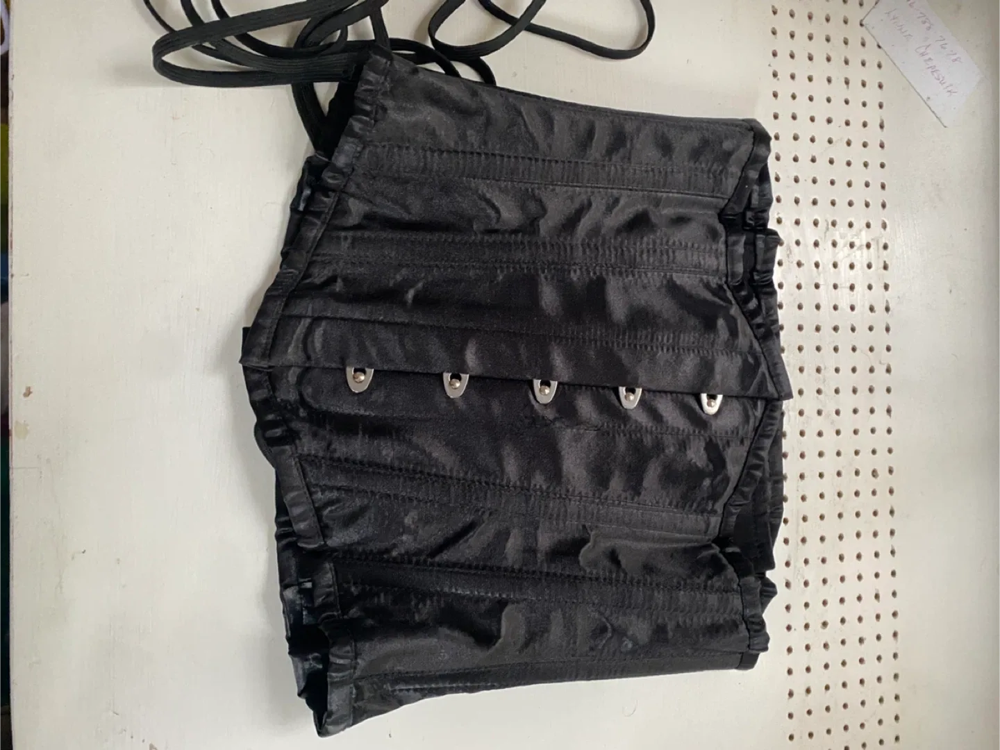 Vintage Goth Collection Black Satin Corset Steel Bonning Size 24 image indicator(7)