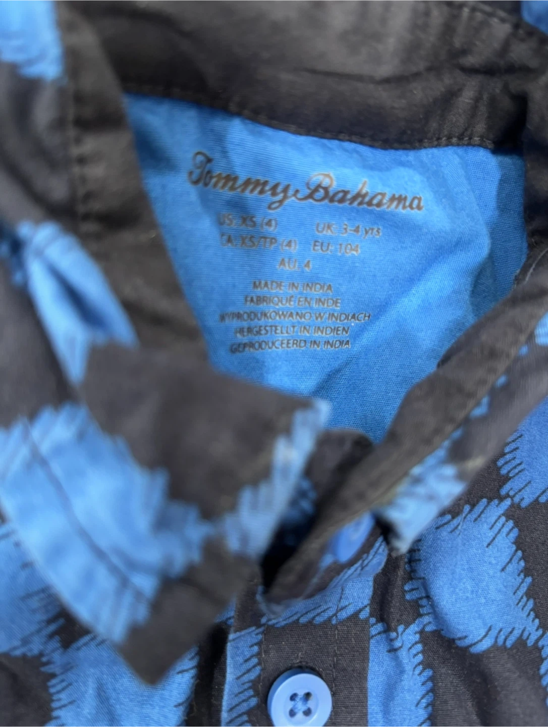 Tommy Bahama Boy's Blue Checkered Shirt Size XS (4) - photo 3