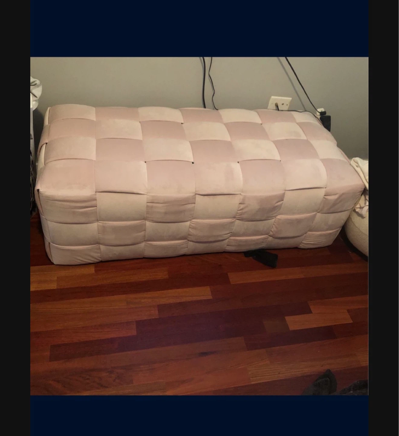 Pink Woven Ottoman