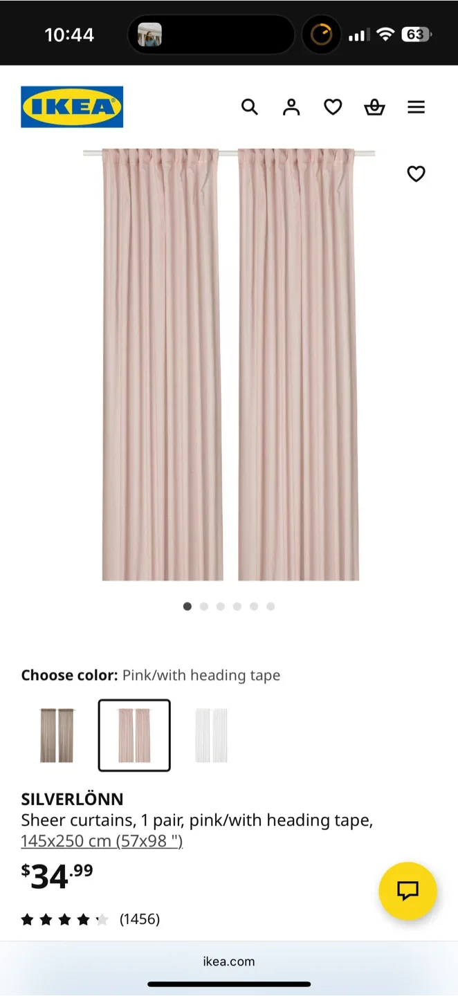 IKEA SILVERLÖNN Sheer Curtains, Pink, 145x250 cm image indicator(2)
