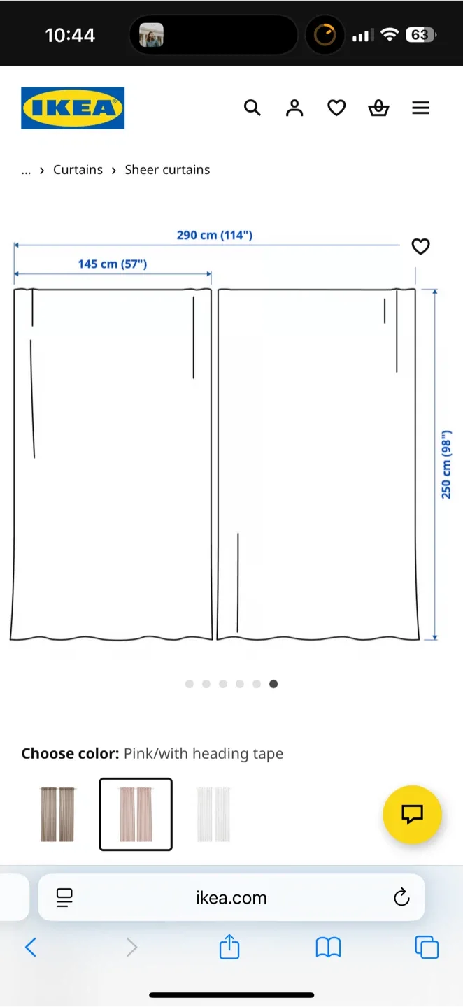 IKEA SILVERLÖNN Sheer Curtains, Pink, 145x250 cm image indicator(3)