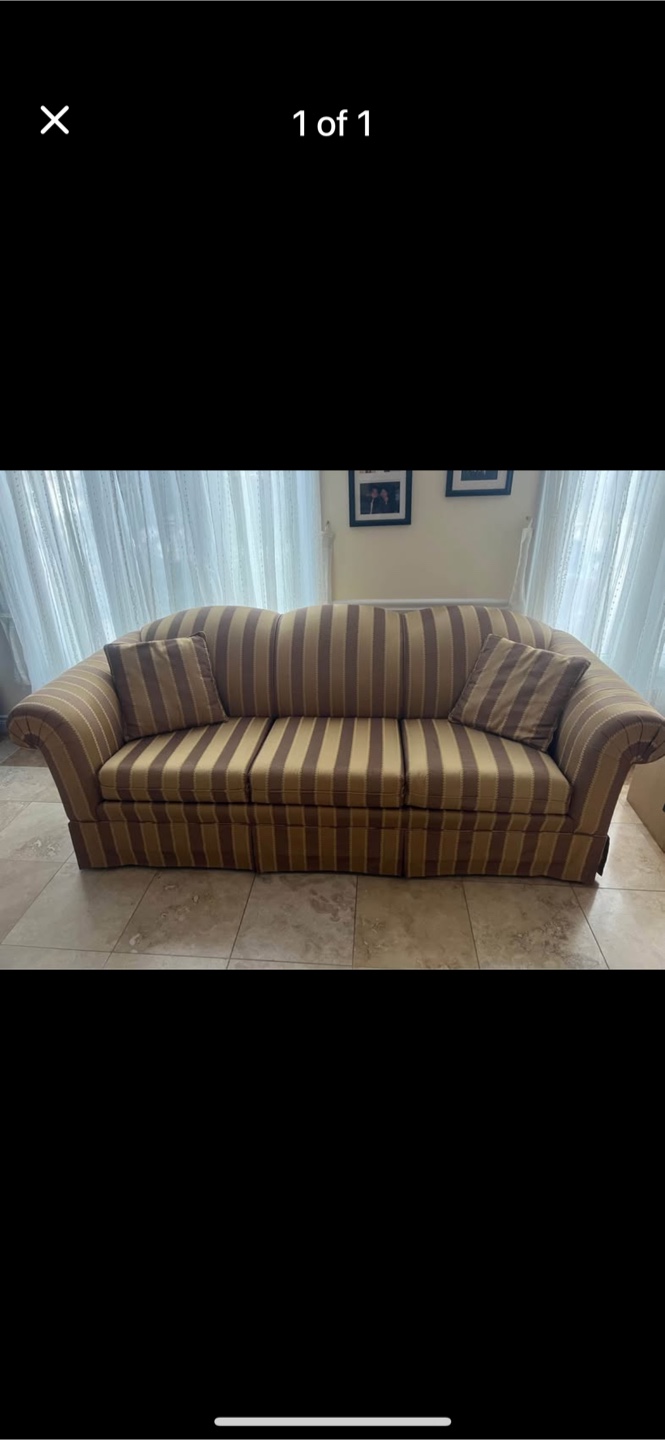 Striped Sofa with Pillows