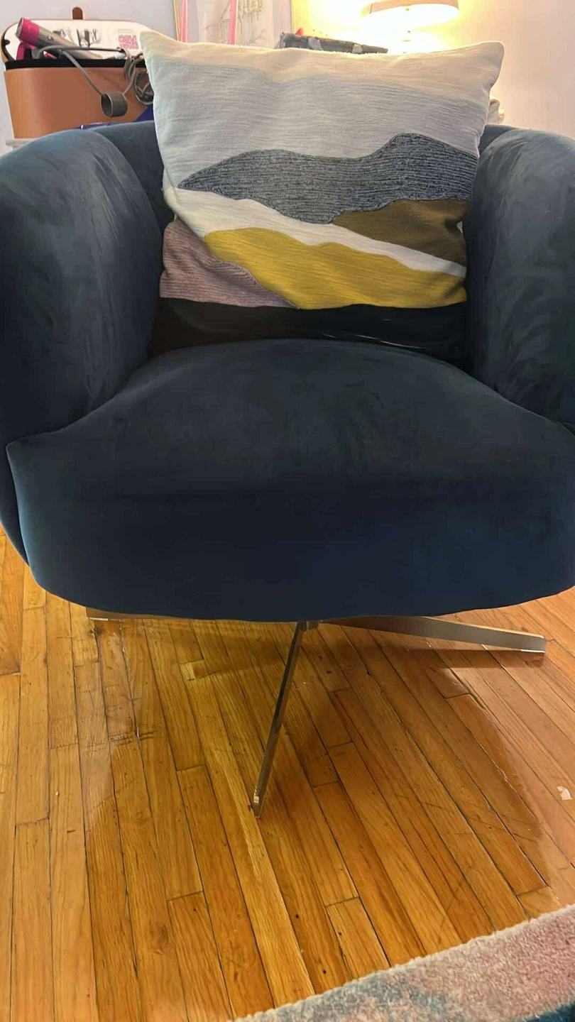 Blue Velvet Swivel Accent Chair - photo 2