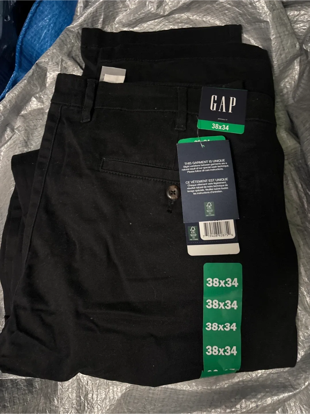 GAP Straight Fit Black Pants - 38x34 thumbnail