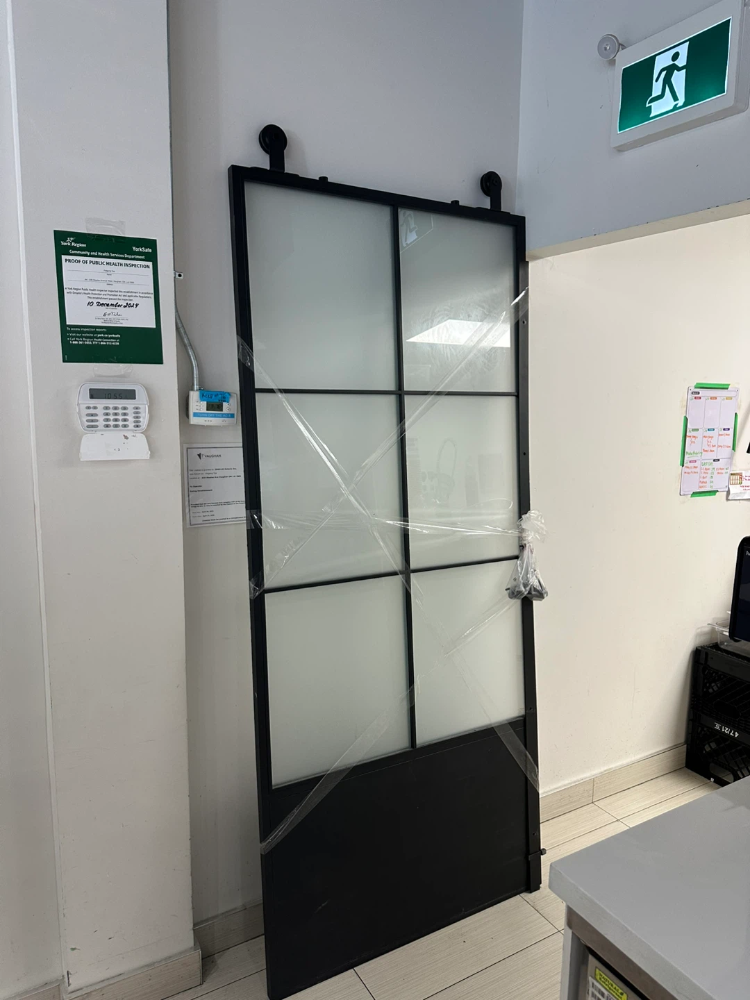 Black Metal & Glass Sliding Barn Door