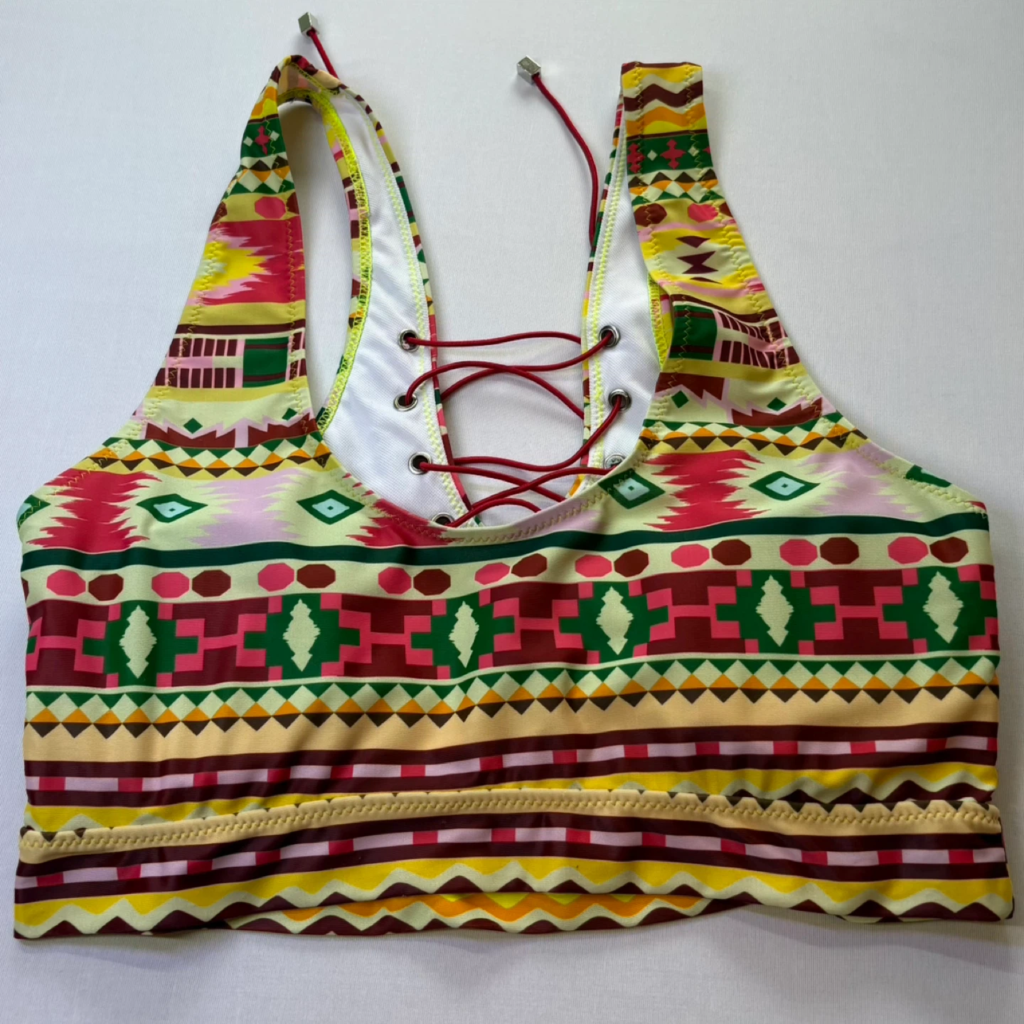 Muolux Colorful Geometric Print Lace Up Bikini Swimsuit Set Sz L - photo 4