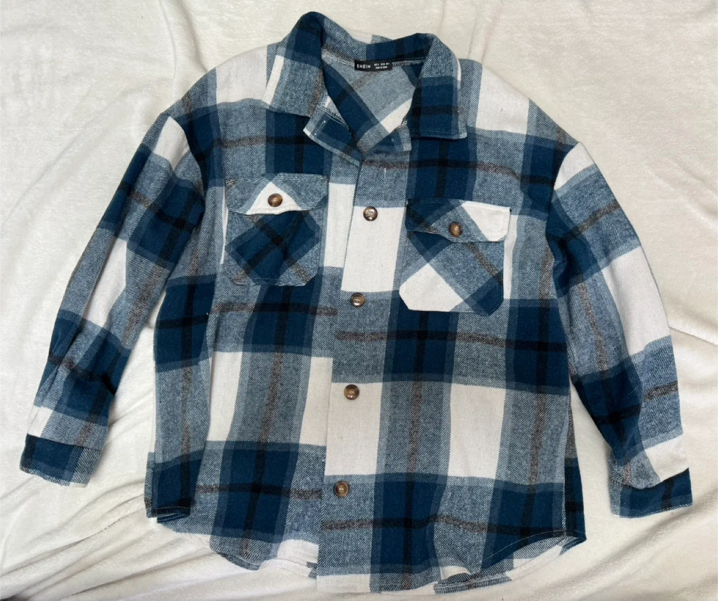 🩵 Blue & White Plaid Overshirt (SHEIN) thumbnail
